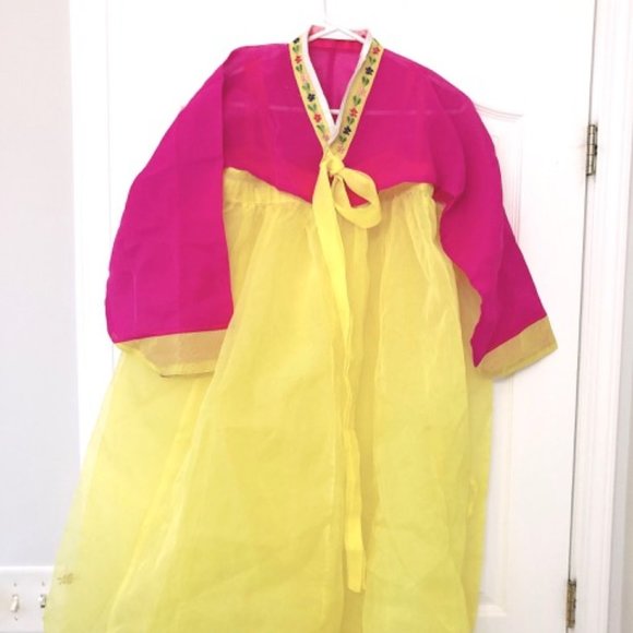 KOREAN TRADITIONAL DRESS Pink Yellow (3 Piece) Hanbok - Picture 1 of 16